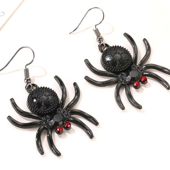 Other - CLEARANCE NEW! BLACK SPIDER EARRINGS!! Scary Fun Creepy Sexy Fun Halloween web